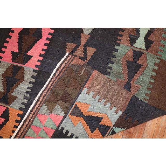 Tribal Bohemian Vintage Turkish Kilim Flat-Weave For Sale - Image 4 of 6