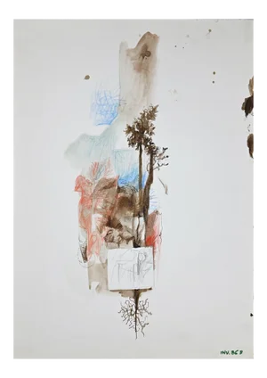 Leo Guida, Abstract Tree, Original Mixed Media on Paper, 1970s