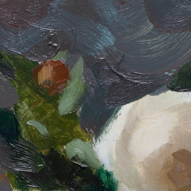 2020s Contemporary Roses II by Jon Doran | Oil on Panel Small White Roses Still Life For Sale - Image 5 of 9