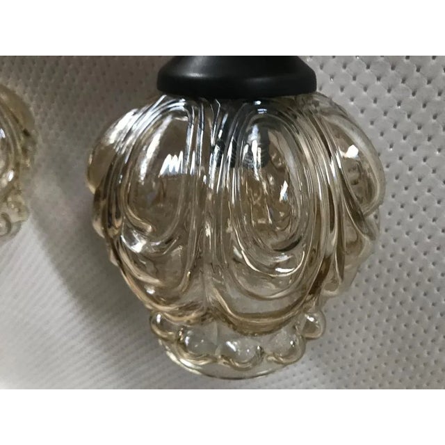 1980s Ceiling Light in Wood and Glass, 1970s For Sale - Image 5 of 12
