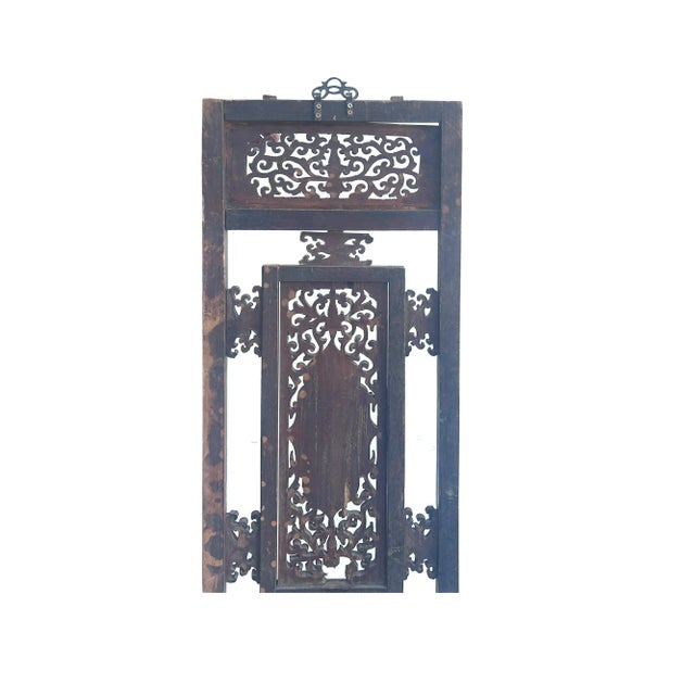 Chinese Vintage Restored Wood Carving Brown Wall Hanging Art For Sale - Image 4 of 8