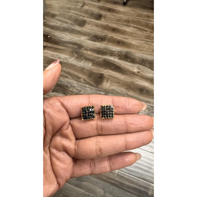 Black Roshe Jewels Diamond Studs, 1.38 Carat Black Diamond Yellow Gold Earring Studs, A Pair For Sale - Image 8 of 9