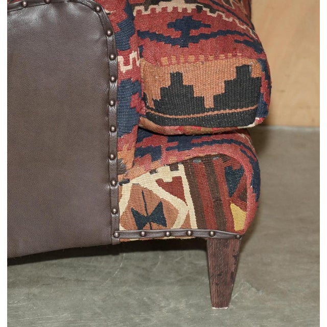 Kilim and Dark Brown Leather Howard Lounge Chair from George Smith of Chelsea For Sale - Image 10 of 16