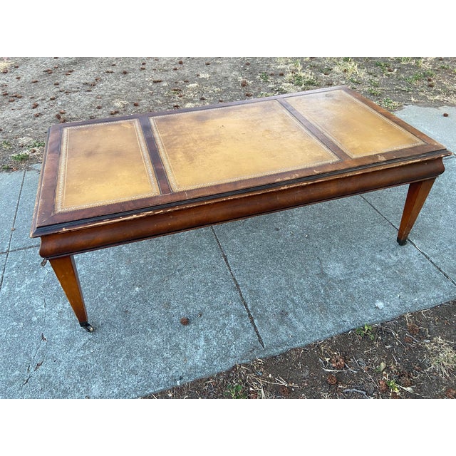 Antique English Regency Mahogany & Leather Top Coffee Table on Casters For Sale - Image 10 of 12