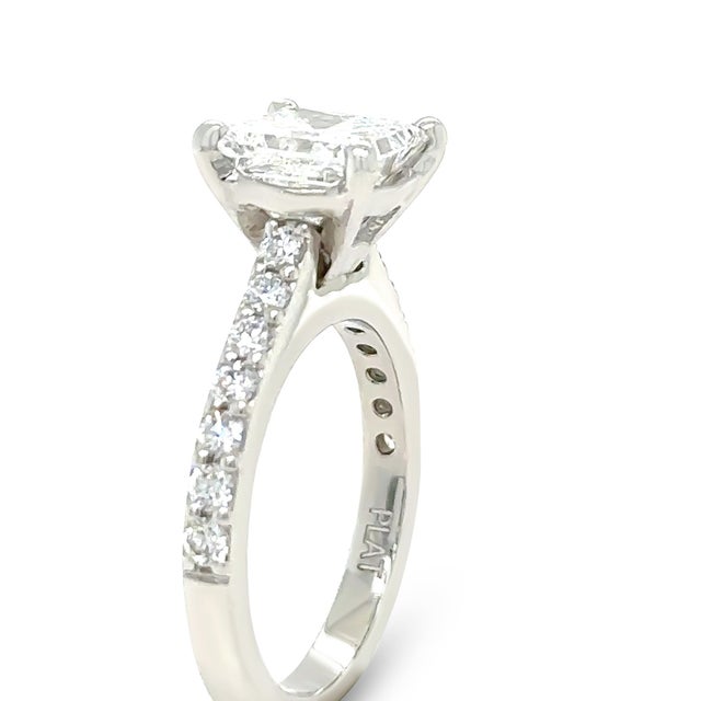 Metal Gia Platinum Princess Cut Diamond Engagement Ring 3.02ct 7.9g, Size 6 For Sale - Image 7 of 12