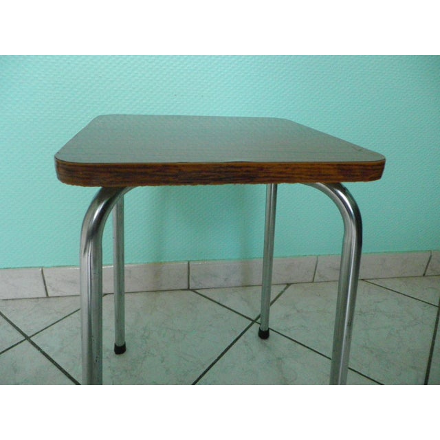 Stool in Brown Formica and Chrome-Plated Metal, 1970s For Sale - Image 4 of 10