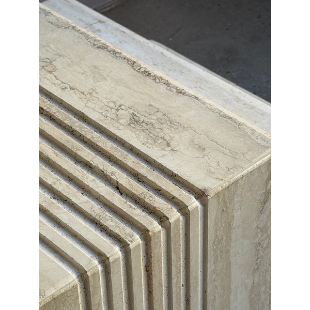 Postmodern Travertine Nesting Side Tables, a Set of 3 For Sale - Image 12 of 12