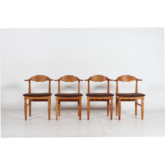 Danish Dining Chairs in Oak by Henning Kjærnulf for EG Møbler, 1970s, Set of 4 For Sale - Image 15 of 15