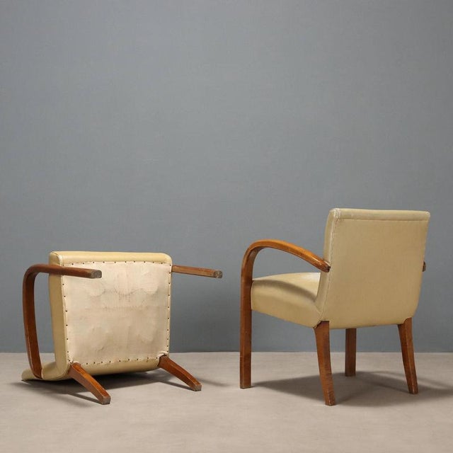 Wood Vintage Armchairs in Beech, 1960s For Sale - Image 7 of 8