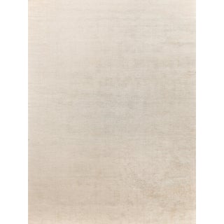 Exquisite Rugs Soft Lines Handmade Bamboo Silk & Banana Silk Light Beige Rug-10'X14' For Sale