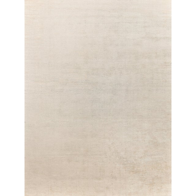 Exquisite Rugs Soft Lines Handmade Bamboo Silk & Banana Silk Light Beige Rug-10'X14' For Sale