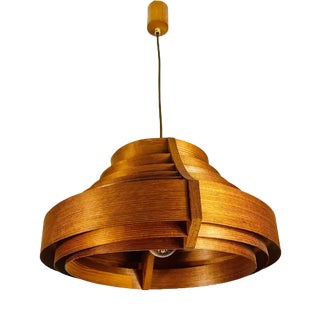 Mid-Century Modern Wooden Pendant Lamp by Hans-Agne Jakobsson, Sweden, 1960s For Sale