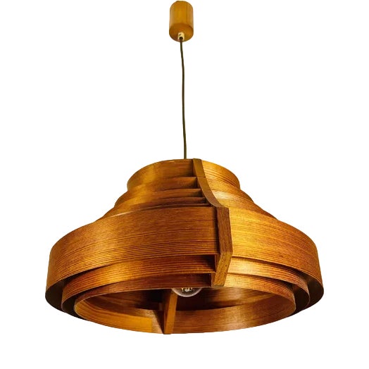 Mid-Century Modern Wooden Pendant Lamp by Hans-Agne Jakobsson, Sweden, 1960s For Sale