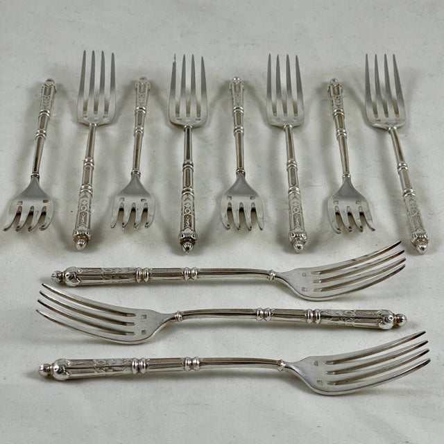Second Empire French Napoleon III Silver Plate Dessert Forks, S/11 For Sale - Image 13 of 13