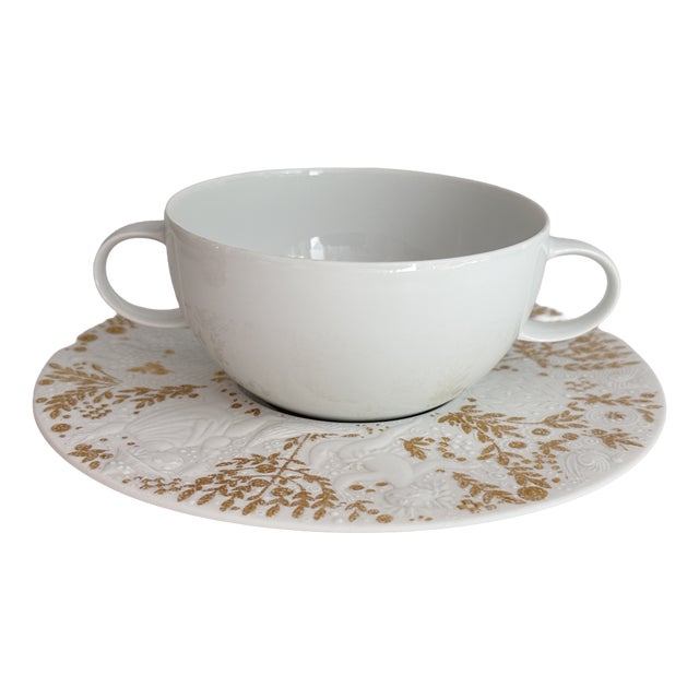 Monostatos Magic Flute Soup Cup with Saucer by Björn Wiinblad for Rosenthal, 1980s, Set of 2 For Sale