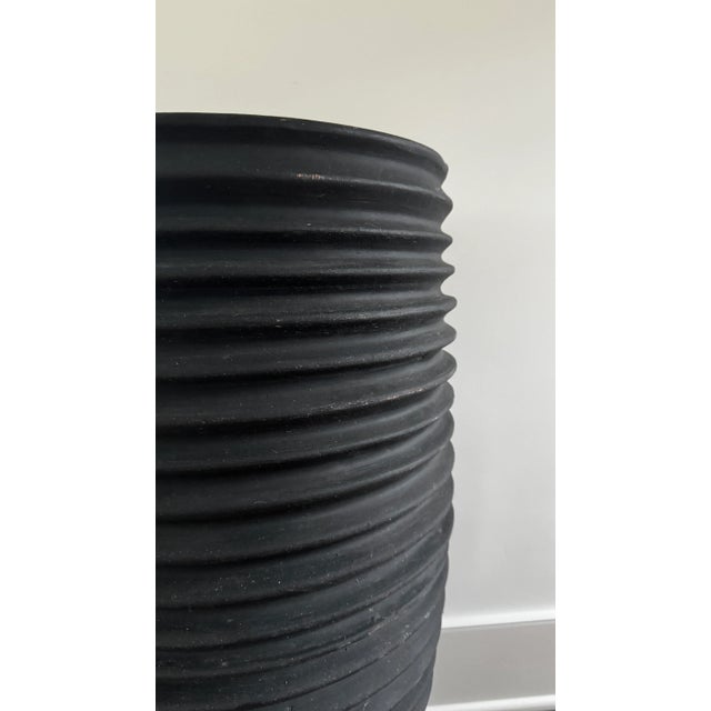 Italian Large Italian Painted Ribbed Terracotta Planter For Sale - Image 3 of 6