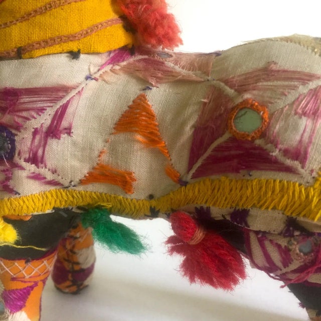 Textile Vintage Mid Century Indian Rajasthan Multicolor Patchwork Fabric Horse Figurine For Sale - Image 7 of 11