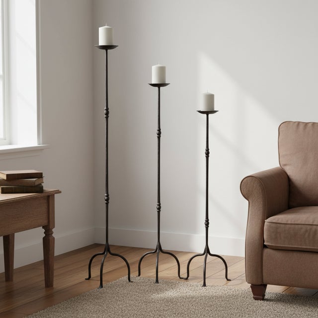 The High Arch Trio: Slender Floor Candelabra Set ️ Add a touch of refined character to your living space with this Hand-...