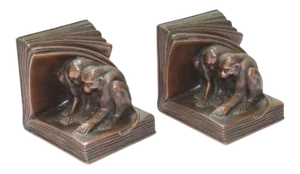 1920s Jennings Brothers Bookends Art Deco Bronze Monkey Motif - the Pair Book Ends