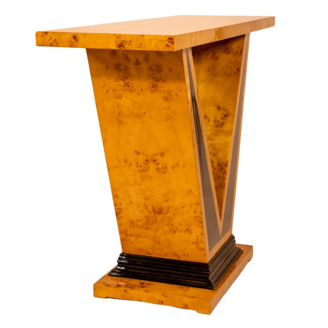 Art Deco Console Table in Burl Walnut Veneer and Black Lacquer For Sale - Image 4 of 6