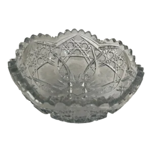 Antique American Brilliant Period Cut Glass Crystal Daisy & Harvard Fruit Bowl