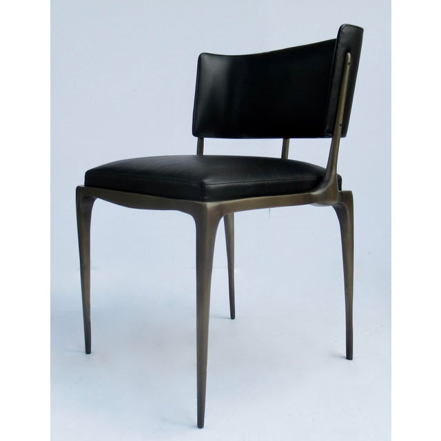 C.1998-99 French Paul Mathieu(Design) for Holly Hunt Showrooms -"Reve" Bronze & Leather Side/Occasional Chairs -Pair For Sale In West Palm - Image 6 of 18