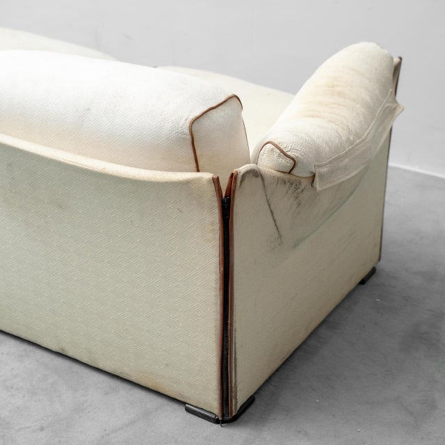 Vintage Beige and Brown Two-Seater Fabric Sofa, 1970s For Sale - Image 9 of 11