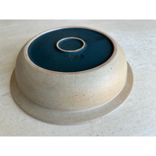 Blue Pheasant 12" Peacock Colored Ceramic Bowl For Sale - Image 4 of 6