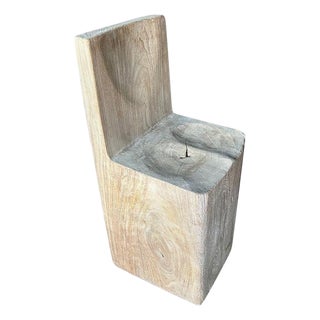 Andrianna Shamaris Sculptural Solid Teak Wood Chair For Sale