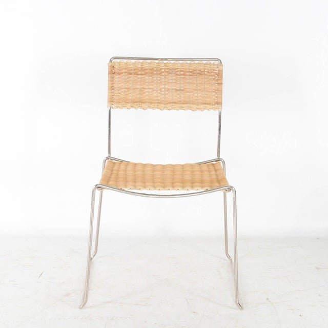 Wicker and Chrome Chairs, 1980s, Set of 4 For Sale - Image 12 of 14