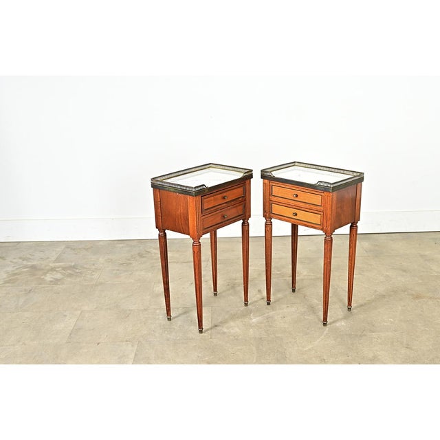 French Vintage Pair of Louis XVI Style Bedside Tables For Sale - Image 4 of 8