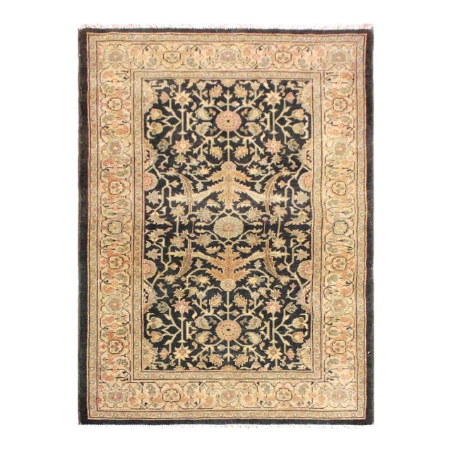 Shabby Chic Charcoal/Tan Wool Rug - 3'2'' X 4'11'' For Sale