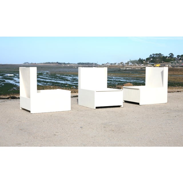 Brutalist Lounge Chairs in Painted Wood, 1960s, Set of 3 For Sale - Image 15 of 18