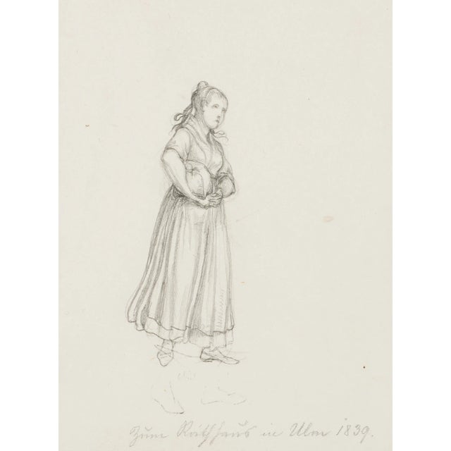 M. Neher, Figure Study on the Town Hall in Ulm, 1839, Pencil For Sale