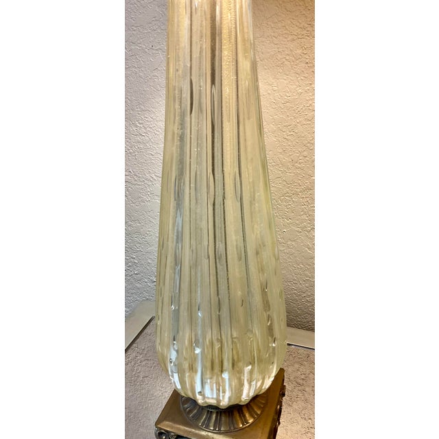 Mid 20th Century Stunning Pair of Murano Glass Lamps W/ Venetian Shades - a Pair For Sale - Image 11 of 15