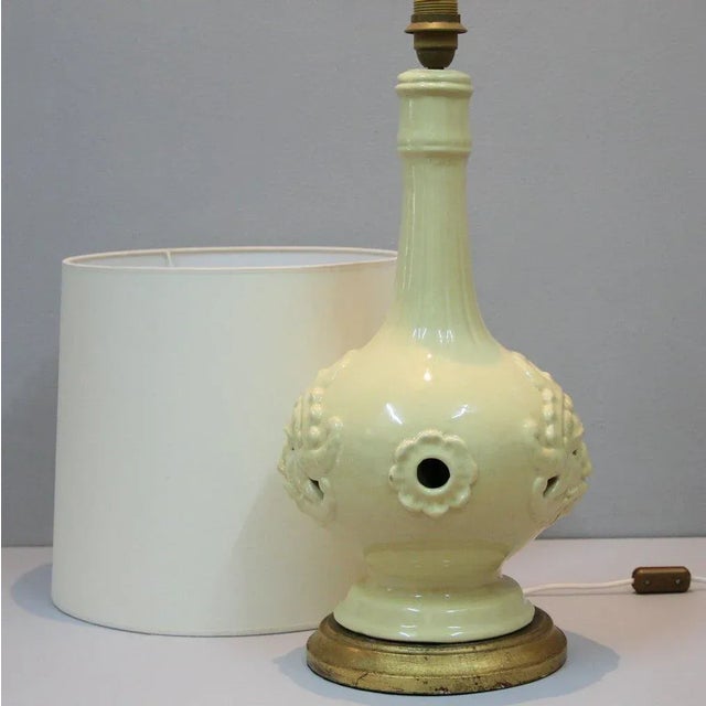 Large Vintage Spanish Ceramic of Manises Table Lamp For Sale - Image 6 of 8