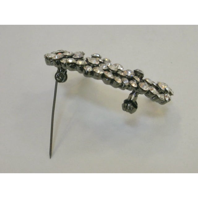 Modern 1980s Vintage Hematite Crescent Brillant Clear Crystal Brooch For Sale - Image 3 of 4