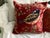 POTTERY BARN discontinued 2016 red velvet decorative pillow 20” x 20 bird embroidered with embellishment beads MADE IN...