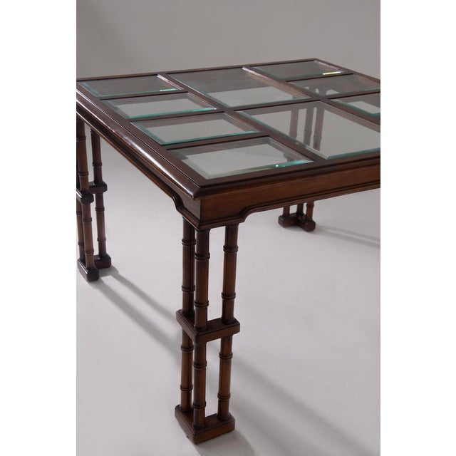 Gregottis Faux Bamboo Buffet Tables with Cut Glass Shelves, 1979, in Very Good conditions. Designed 1970 to 1979 This...