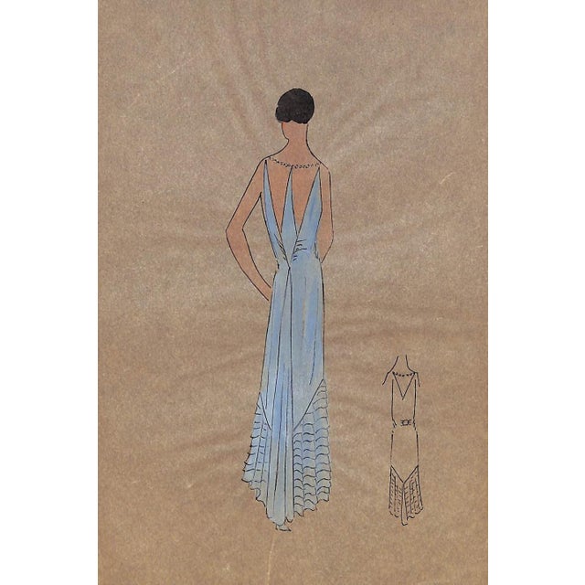 Lanvin of Paris C1920s Original Fashion Illustration in Gouache For Sale