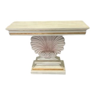 Polychrome and Gilt White Shell Console Table For Sale