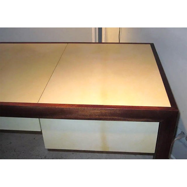 A Bespoke Parchment and Mahogany Writing Desk For Sale In New York - Image 6 of 6