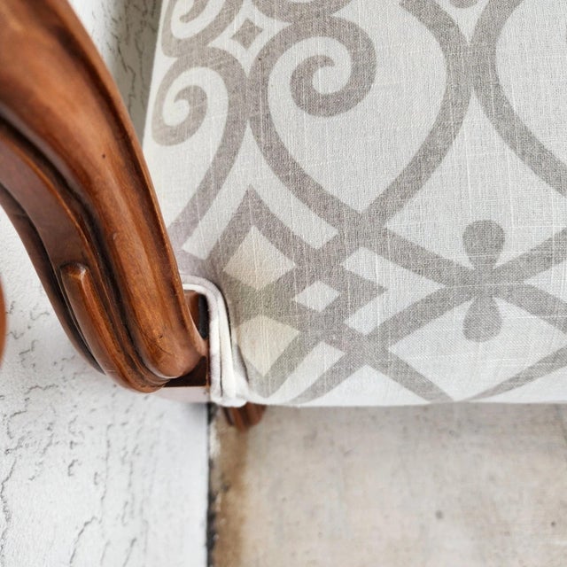 French Louis XIII Os De Mouton Linen Armchairs Pair For Sale - Image 18 of 18