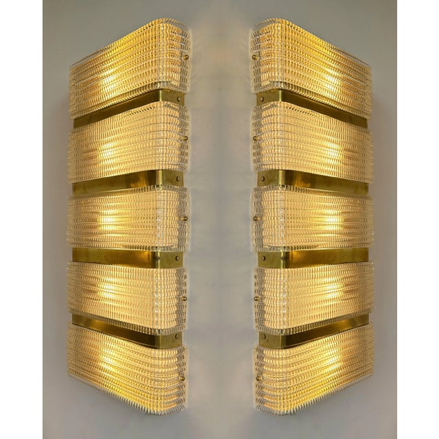 Contemporary Pair of Brass and Murano Glass Sconces, Italy For Sale - Image 13 of 13
