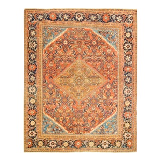 Antique Circa 1900 Sultanabad Hand Knotted Rug 9ft X 11ft For Sale