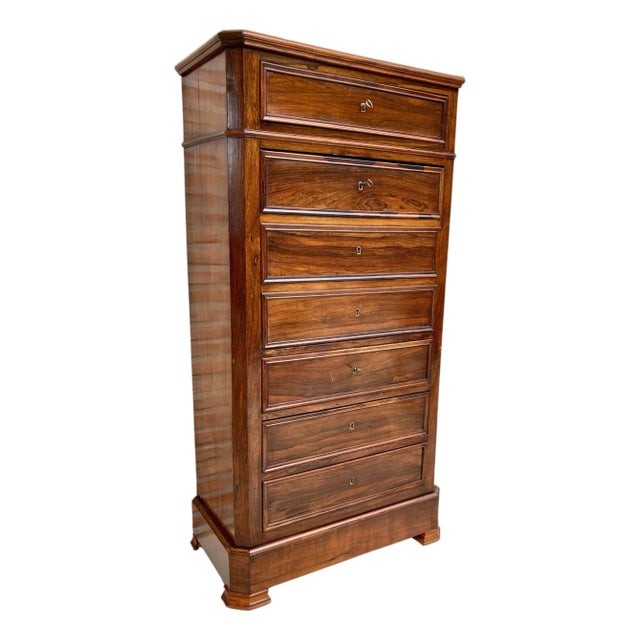Mid 19th Century French Louis Philippe Carved Walnut Secretary Cabinet, 1890s For Sale