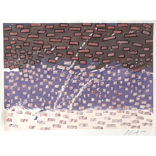 Purple Barbara Beck 1988 Abstract Painting on Paper - Signed/Dated/Unframed For Sale - Image 8 of 8