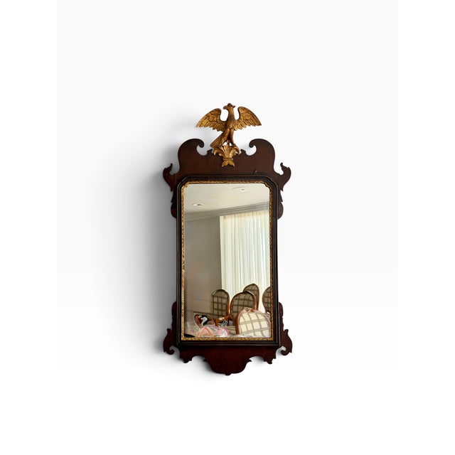 Traditional Antique Regency Style Burl Walnut & Giltwood Eagle Mirror For Sale - Image 3 of 8