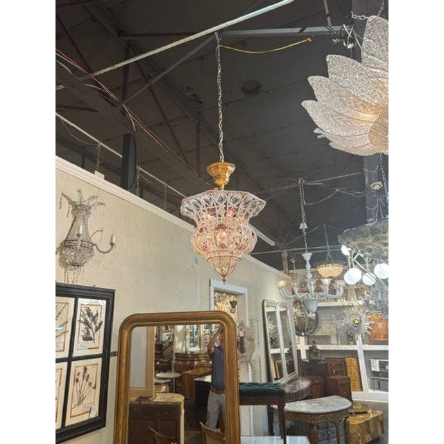 Traditional Mid 20th Century French Maison Bagues Manner Beaded Bell Shape Chandelier For Sale - Image 3 of 7