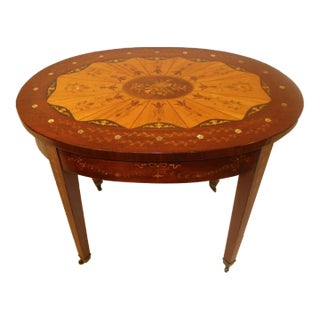 Inlaid Edwardian Mahogany and Satinwood Side Center Table, 19th C. For Sale